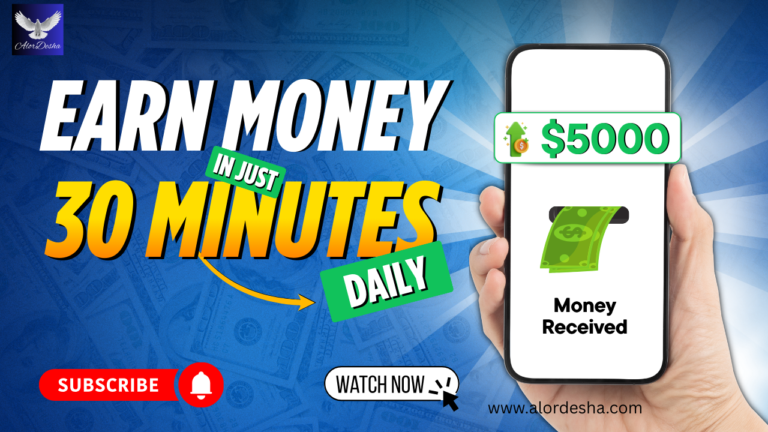 Earn Money with Smartphone স্মার্টফোন দিয়ে ঘরে বসে আয় করার একটি ফিউচারিস্টিক ইন্টারফেস চিত্র